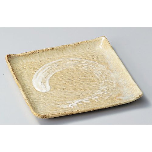 ③陶器 大皿 皿 角皿 和食器 Amazon.co.jp: 角皿 黄灰釉正角大皿 [23.6 x 23.6 x 2.6cm] 和食器 和